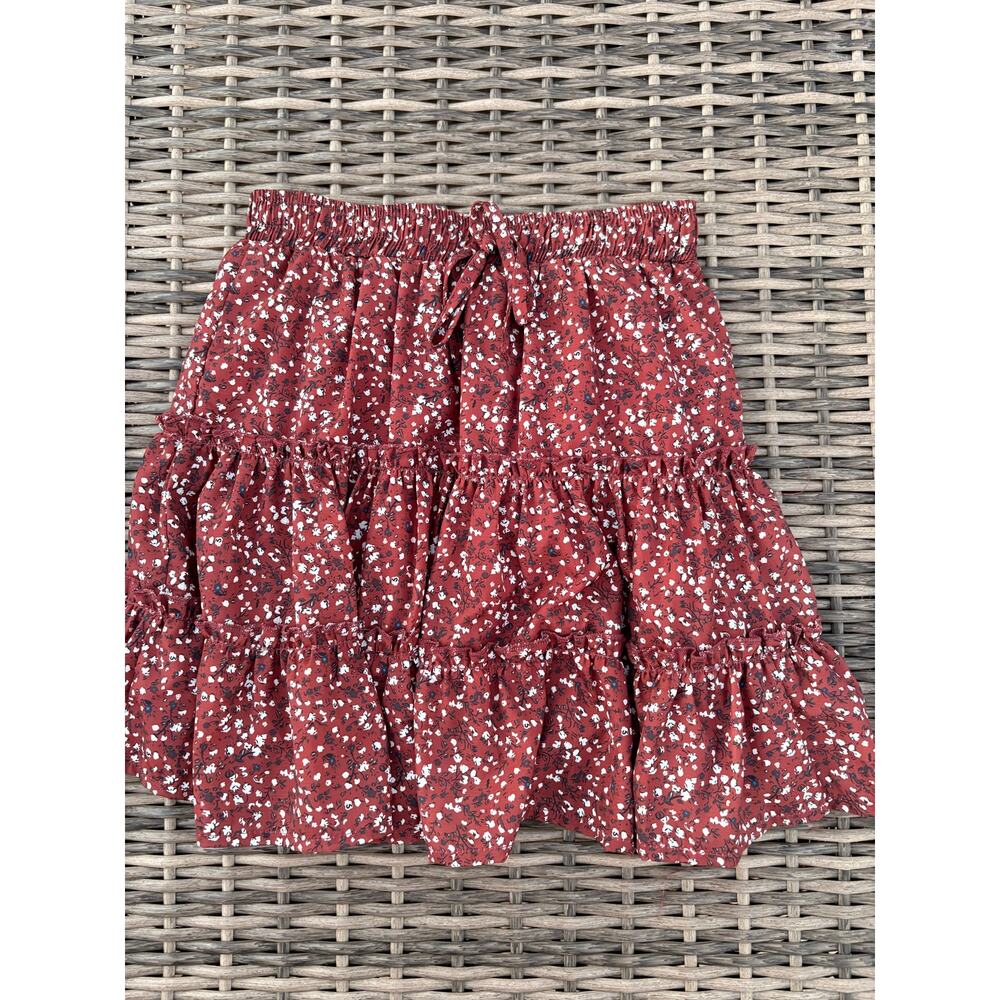 Hayden Girls maroon ruffle skirt